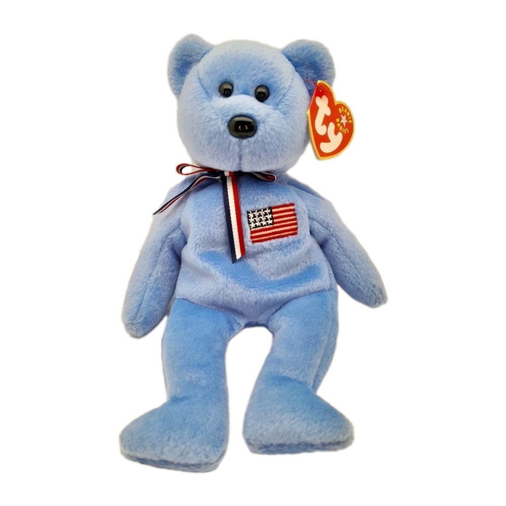 TY Beanie Baby - AMERICA the Bear (Blue Version) (8.5 inch) - MWMTs Stuffed Toy